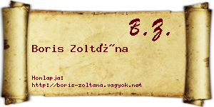 Boris Zoltána névjegykártya